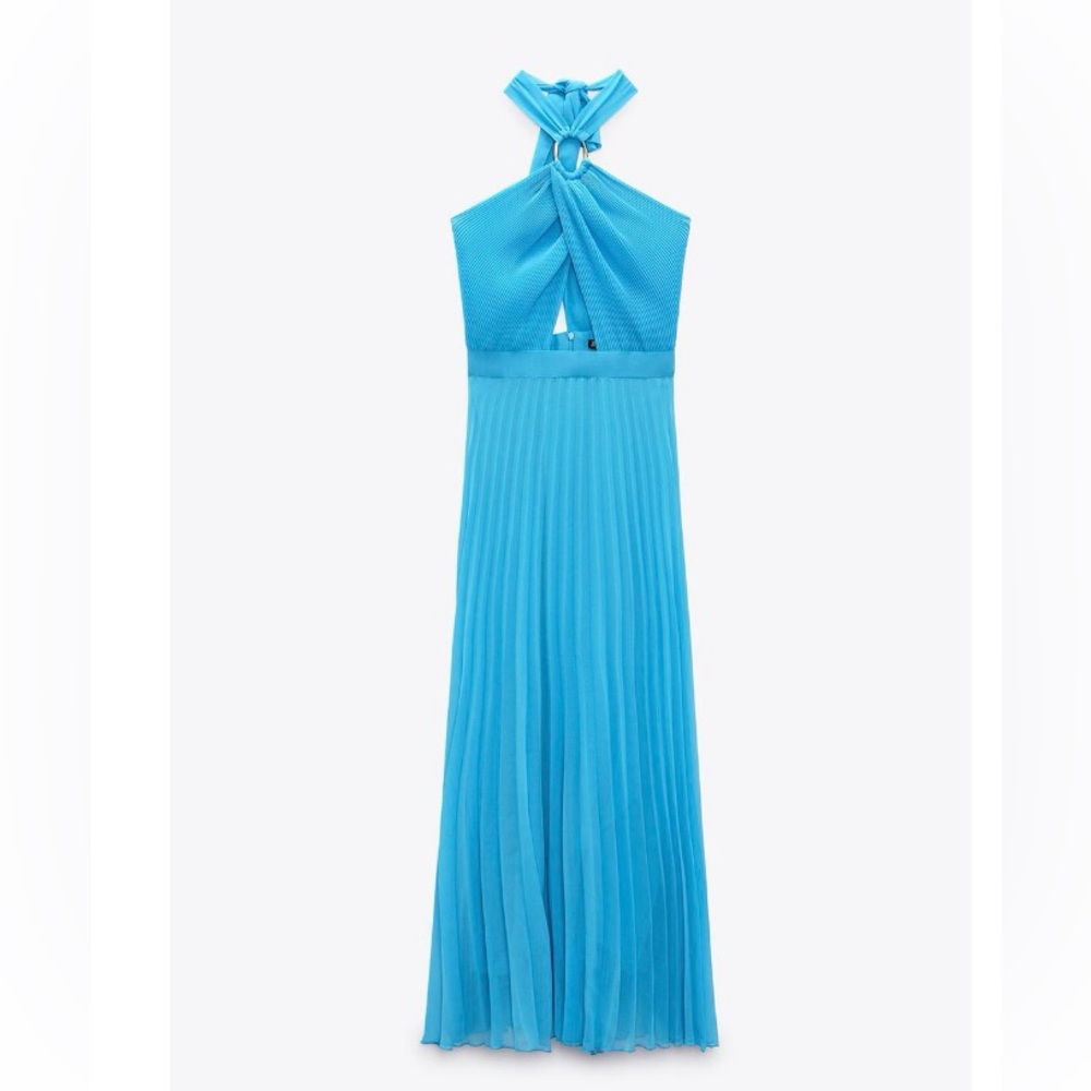 Zara Vibrant Blue Maxi Halter Dress